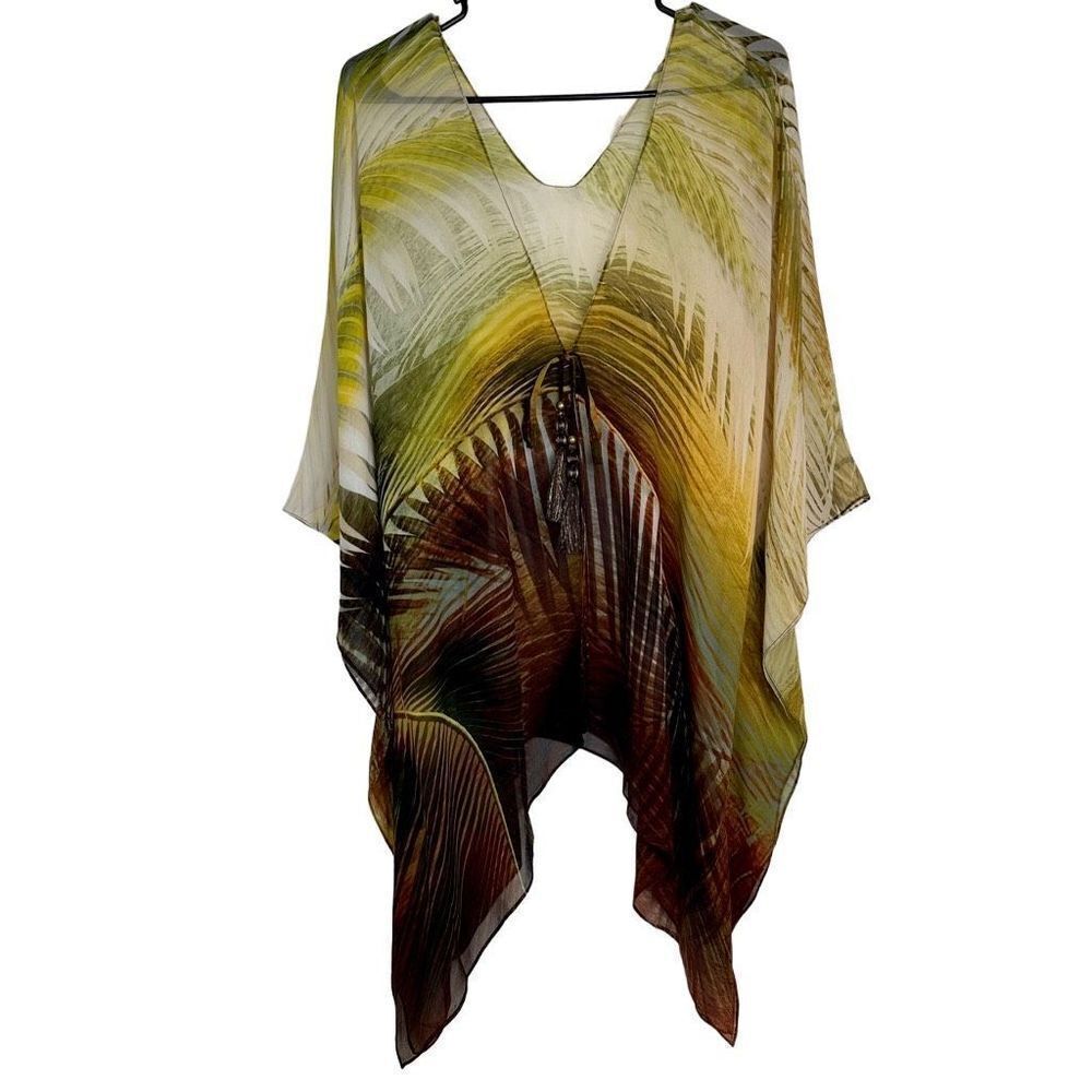 Soft Surroundings Tropical Chiffon Kimono Cardigan Coverup Womens One Size